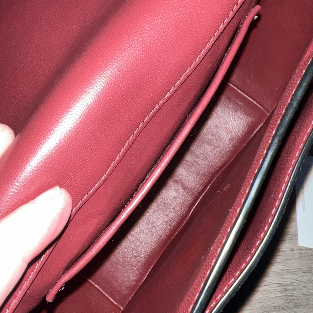 Coach Kat Saddle Bag horse and carriage motif suede pebbled leather oxblood - Picture 7 of 13